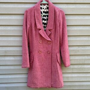 Cabi | Madison Avenue Tweed Fringe Wool A Line Pea Coat Trench Jacket size 6